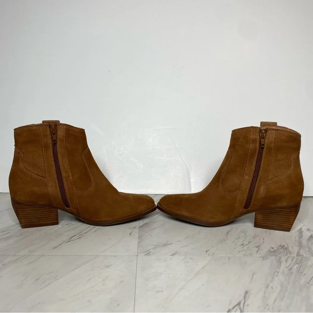 Seychelles Brown Suede Stacked Heel Bootie 6.5